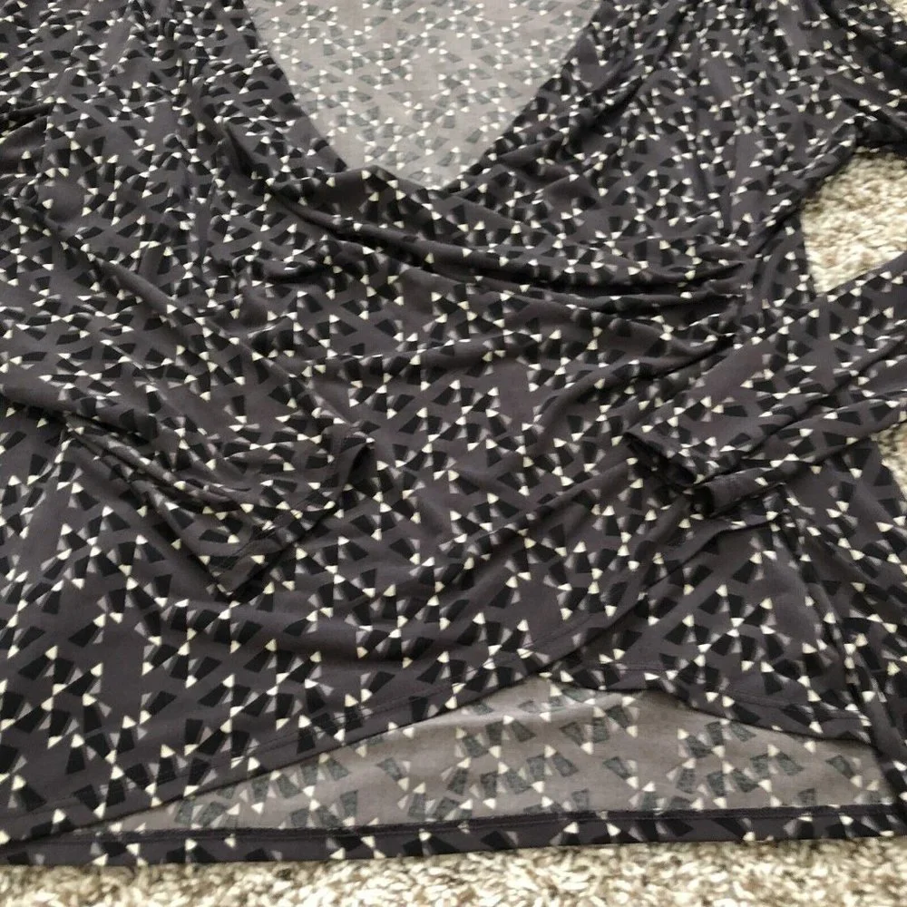 Miss Tina by Tina Knowles Women Colorful Long Sleeve Blouse Deep V Neck Top 2XL